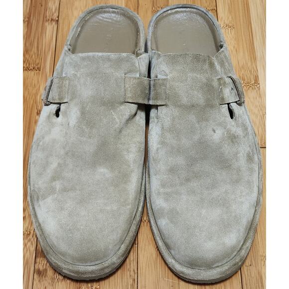 Vince Men's 13 Beige Essex Suede Leather Flat Casual Preppy Clog Shoes Slip On - Picture 3 of 9